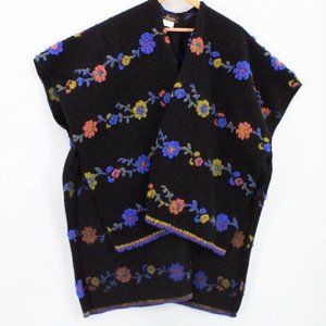 Jperico Italy Poncho Women's Designer Wool Floral Neck Cape Sweater One Size